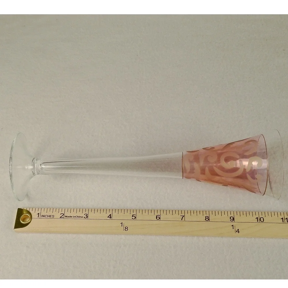 Elegant Pink Swirl Champagne Flute Glass Tall Stemware